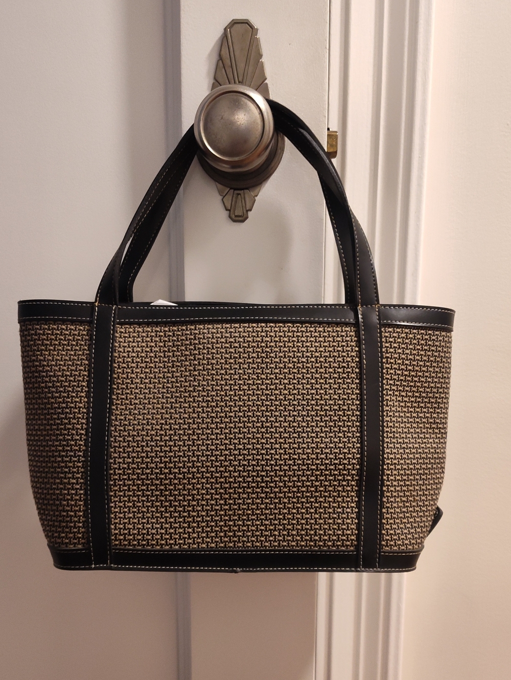 Maxx New York Woven Leather Structured Handbag.